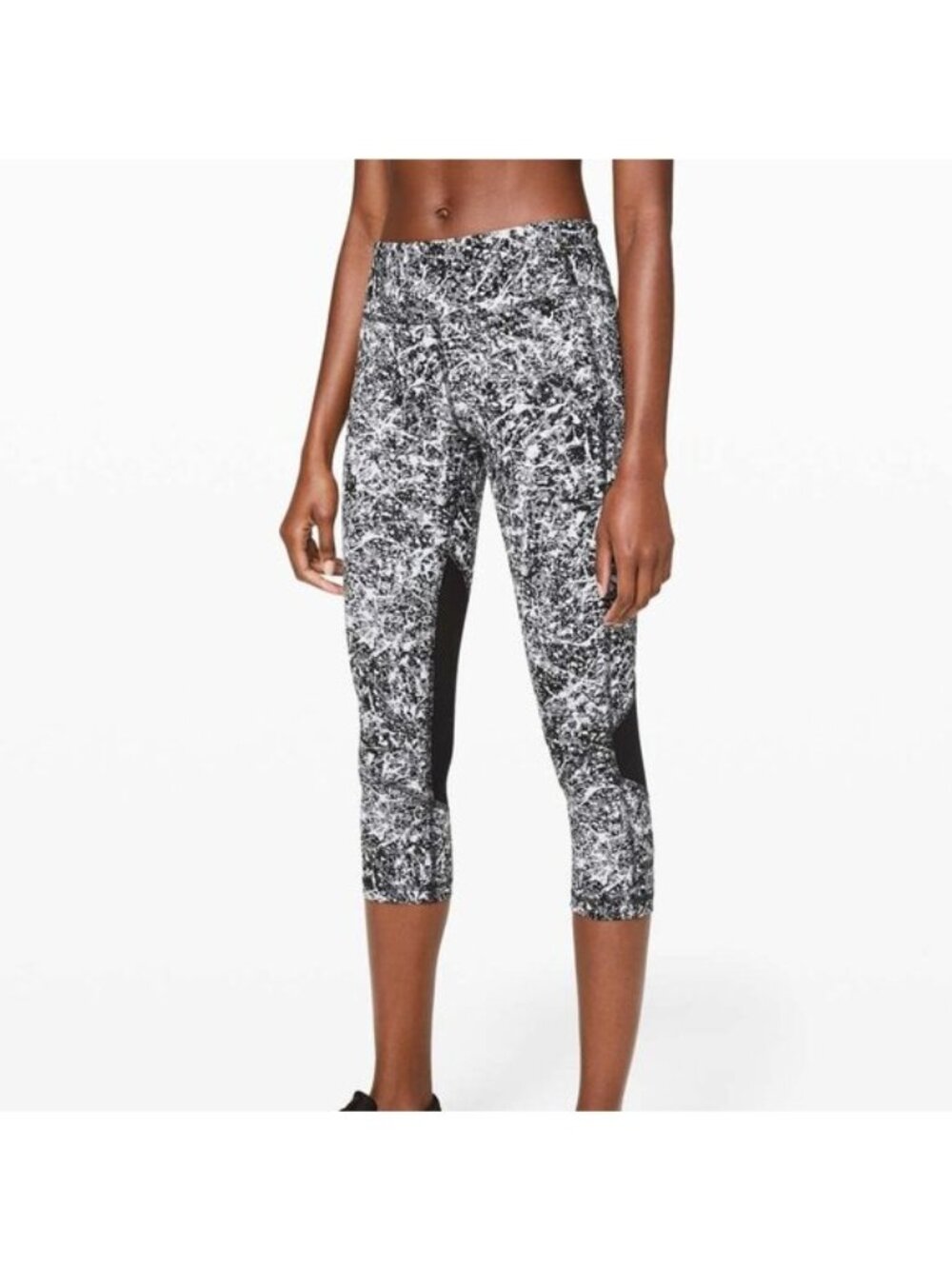 Lululemon Pace Rival Crop Paint Splash Silver Drop